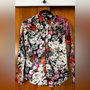 This satin floral button-up shirt